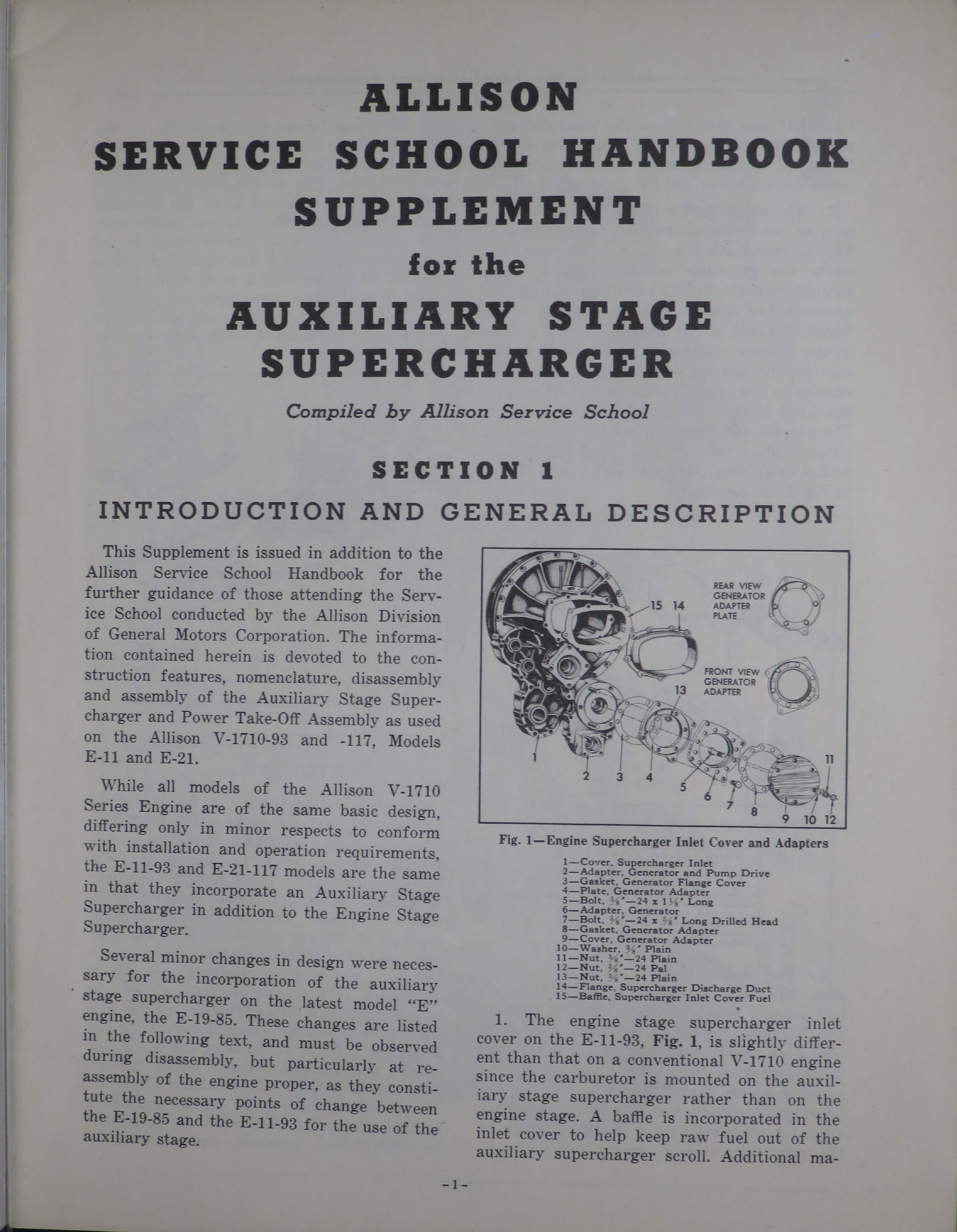 Sample page 7 from AirCorps Library document: Allison Service School Handbook Supplement for V-1710 E and F