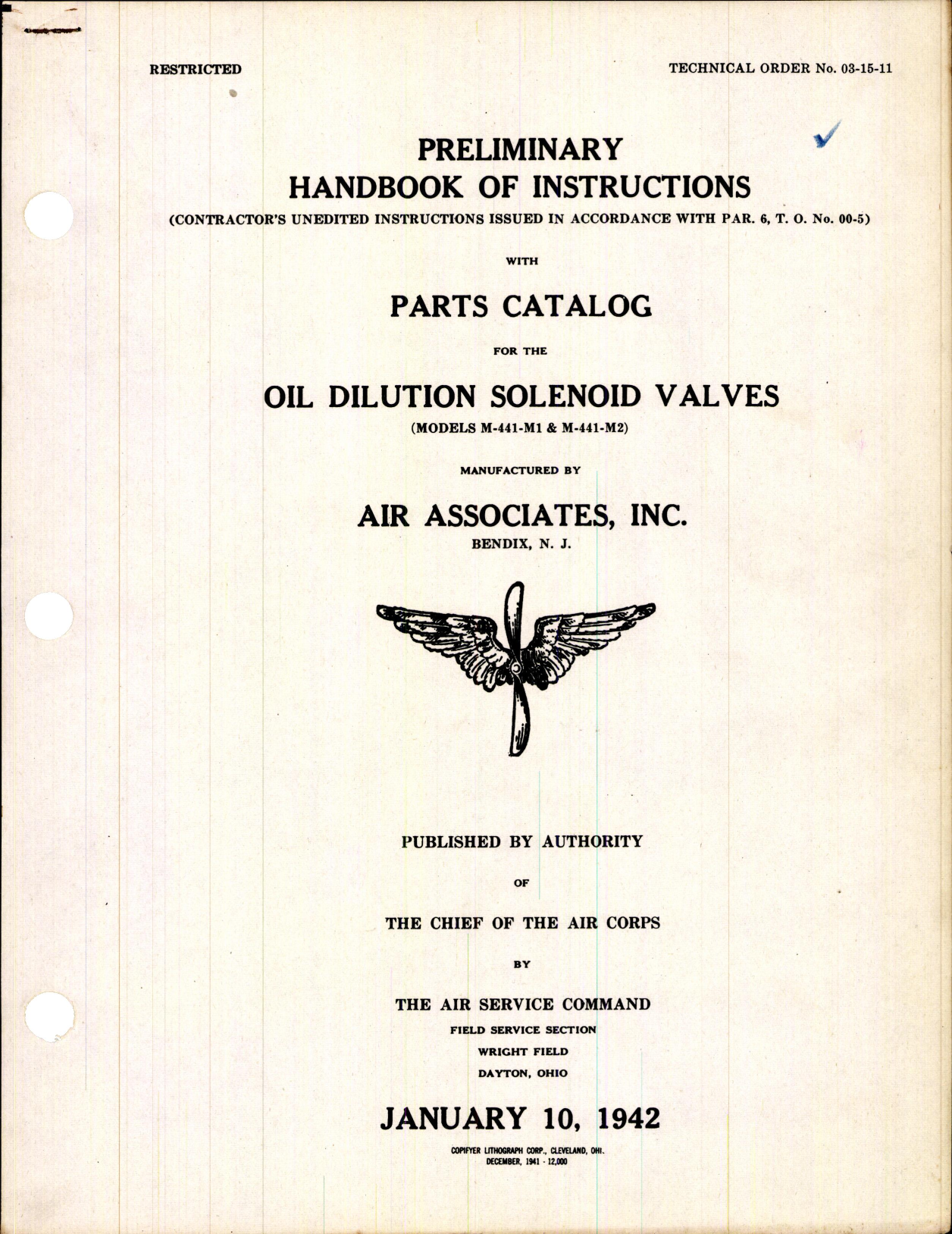 Sample page 1 from AirCorps Library document: Instructions with PC for Oil Dilution Solenoid Valves