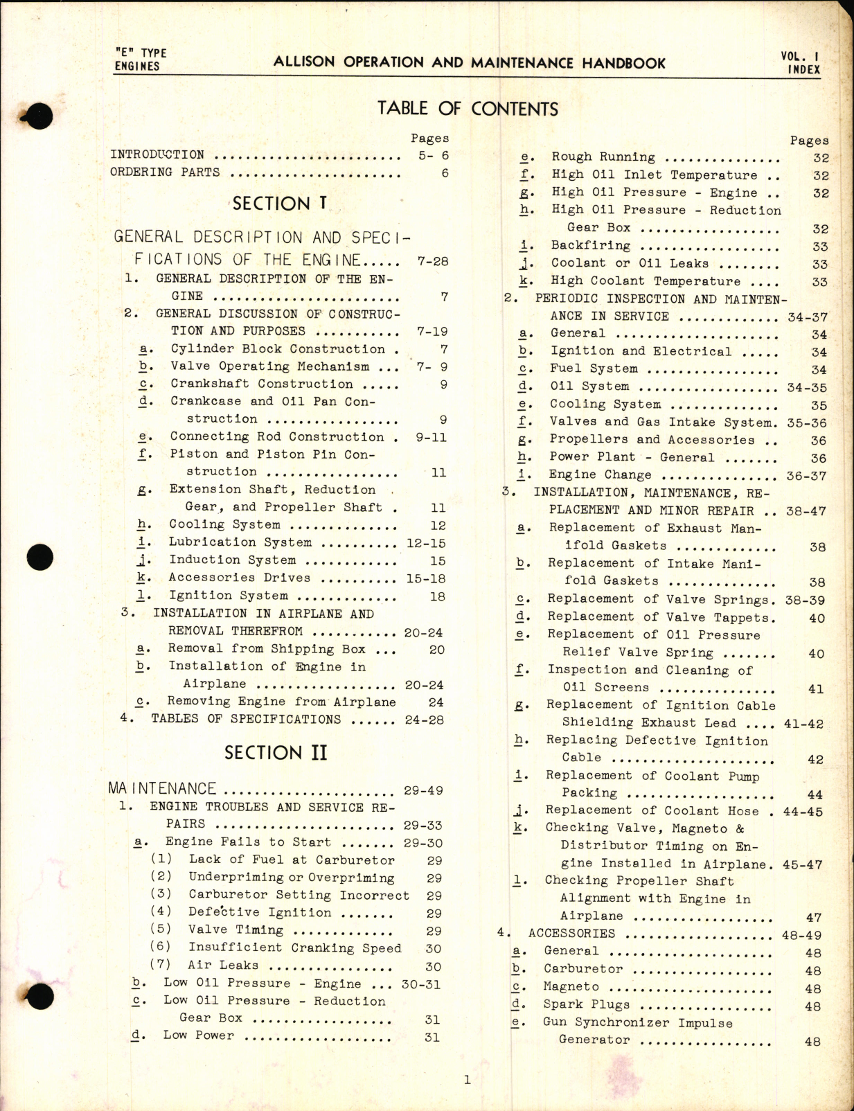 Sample page 3 from AirCorps Library document: Operation Maintenance for Allison V-1710 E Type Engines
