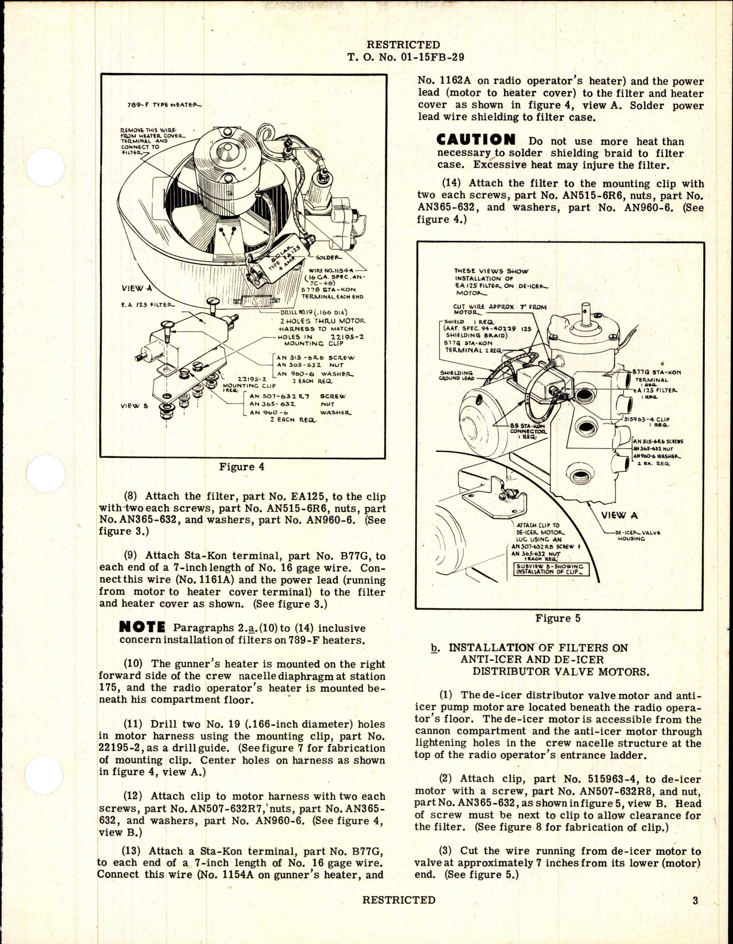 Sample page 3 from AirCorps Library document: Installation of Radio Noise Filters in Heater and Anti-Icer Motors for P-61A