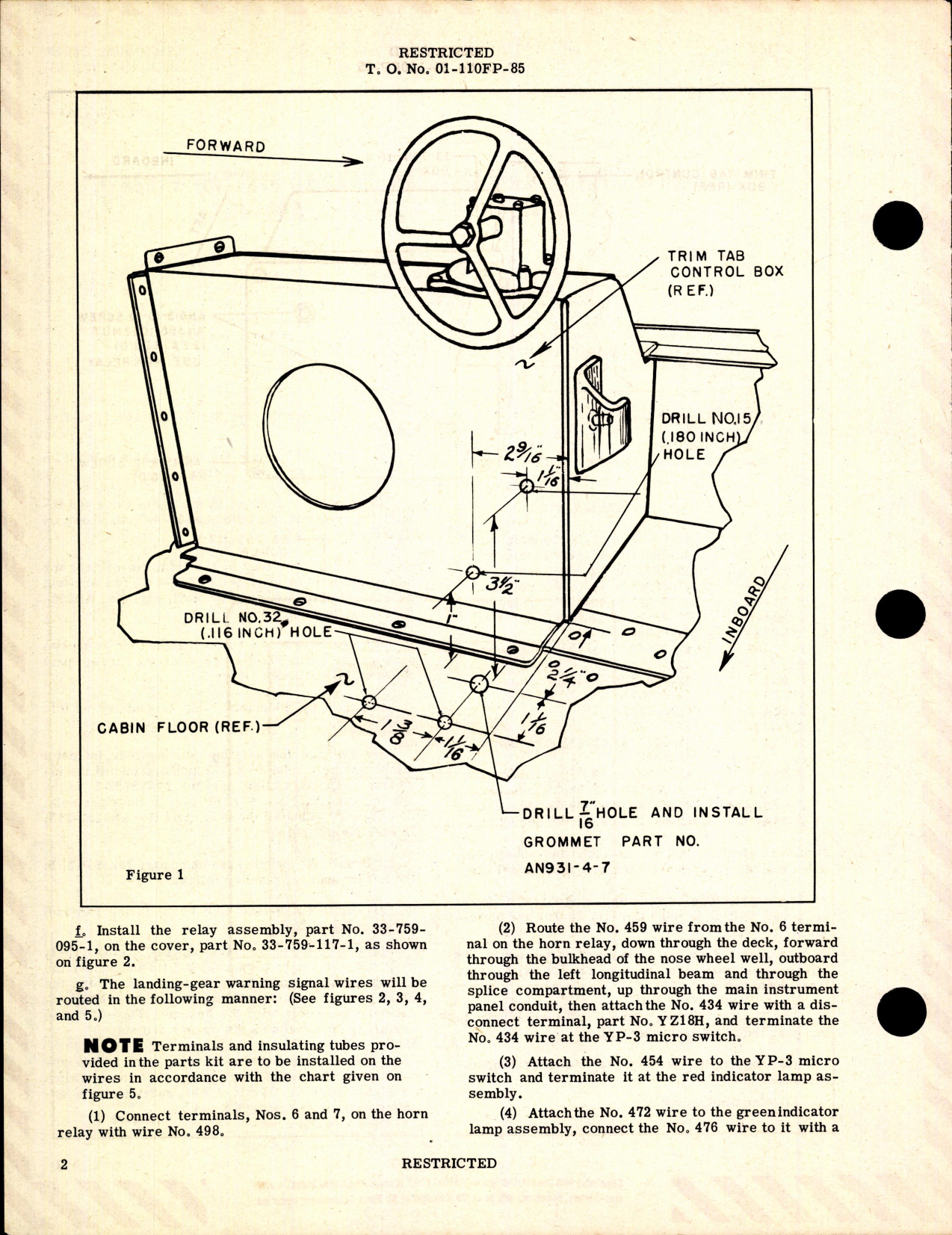 Sample page 2 from AirCorps Library document: Modification of Landing Gear Warning System for P-63A