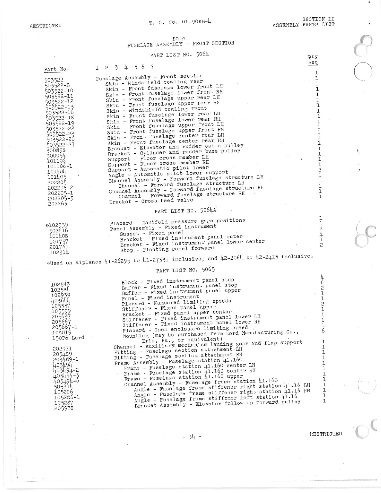 Sample page 37 from AirCorps Library document: Parts Catalog: AT-10