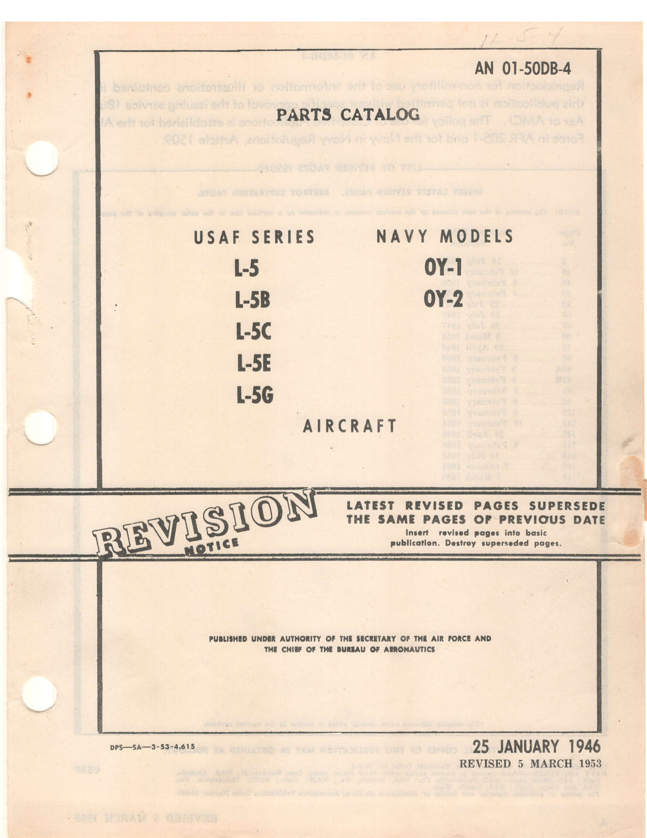 Sample page 1 from AirCorps Library document: Parts Catalog - L-5, OY-1, OY-2
