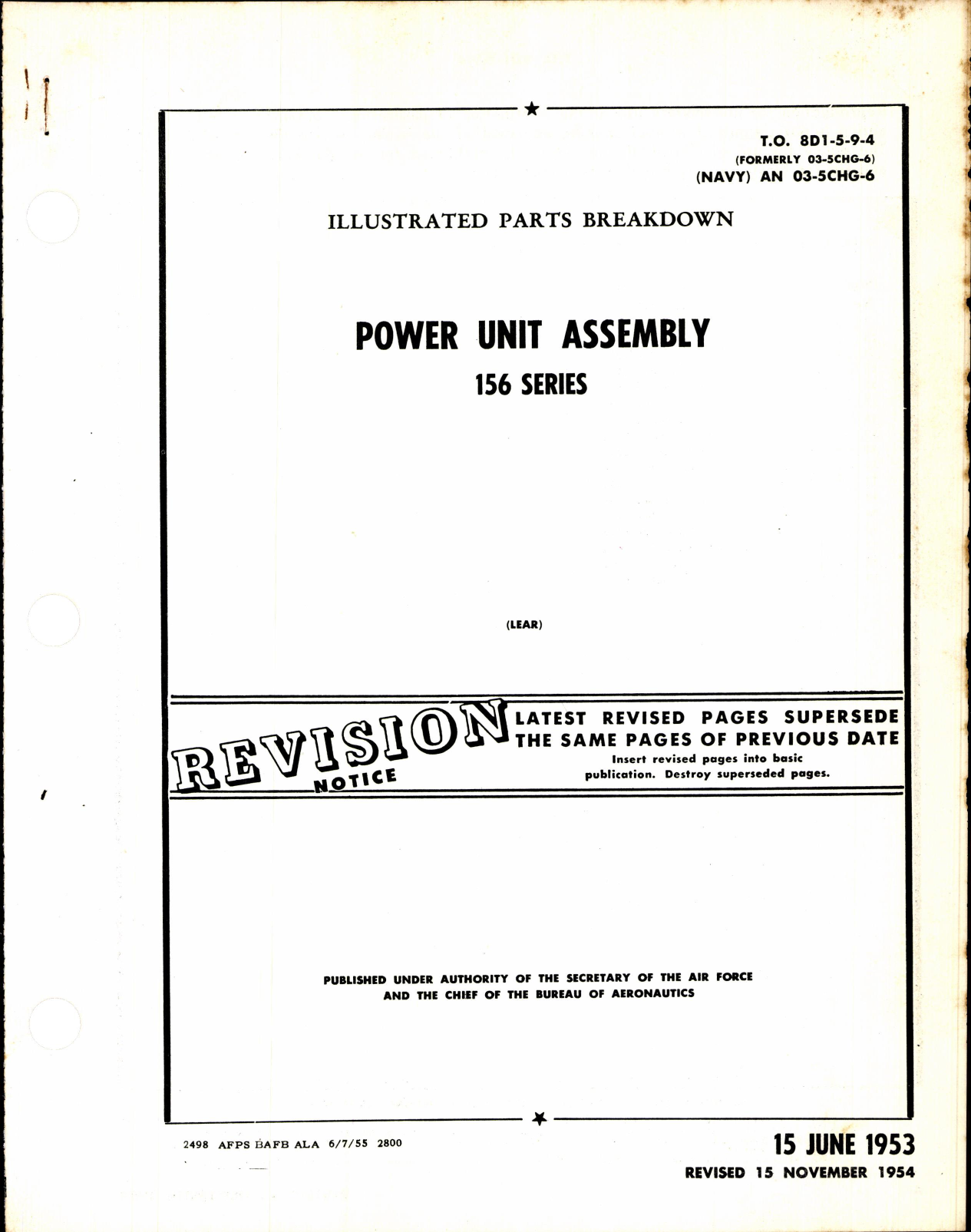 Sample page 1 from AirCorps Library document: Illustrated Parts Breakdown Power Unit Assembly 156 Series