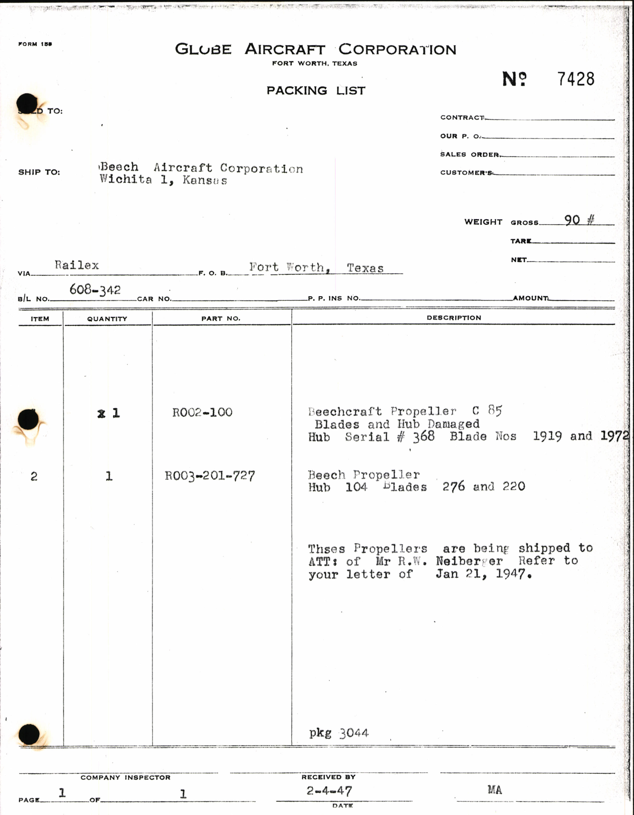 Sample page 6 from AirCorps Library document: Roby Beech Propeller Information