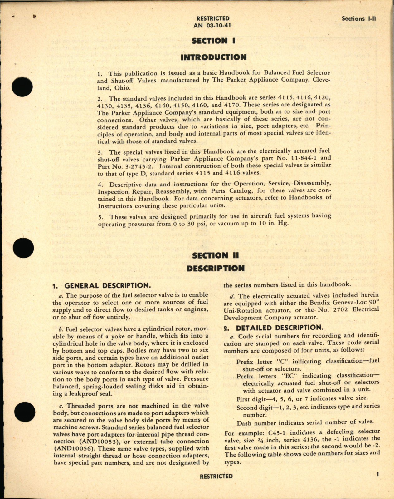 Sample page 7 from AirCorps Library document: Operation, Service, & Overhaul Instructions with Parts Catalog for Balanced Fuel Selector Valves