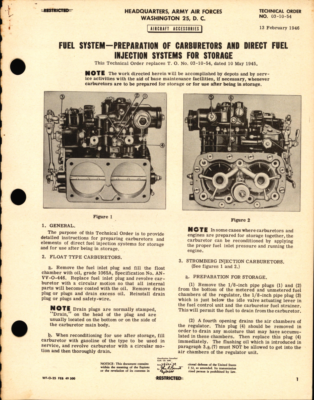 Sample page 1 from AirCorps Library document: Preparation of Carburetors and Direct Fuel Injection Systems for Storage