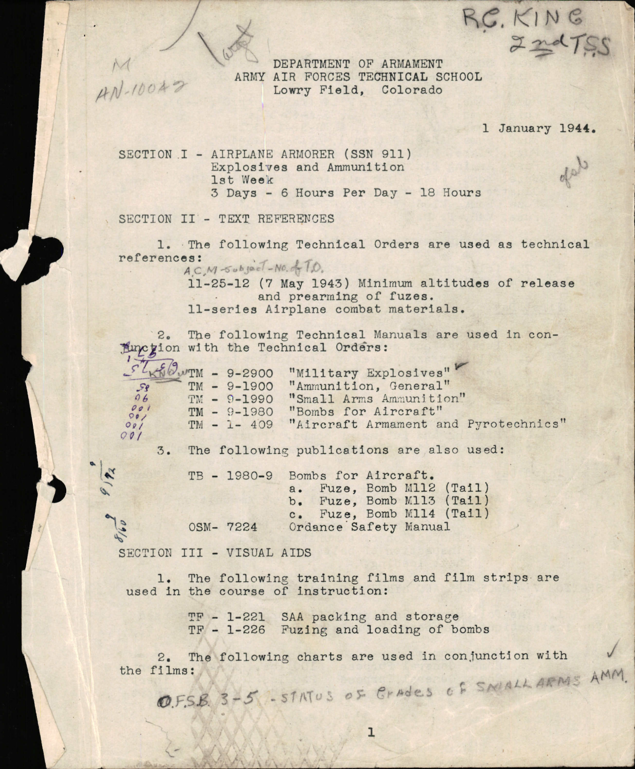 Sample page 1 from AirCorps Library document: Airplane Armorer - Explosives and Ammunition