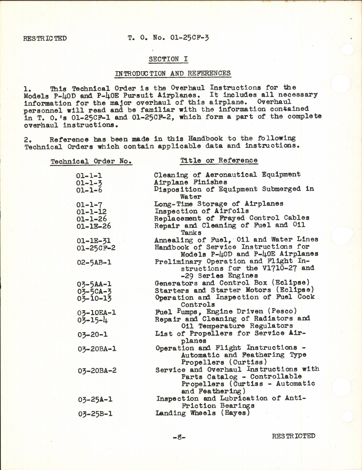 Sample page 4 from AirCorps Library document: Repair Manual for P-40D and P-40E