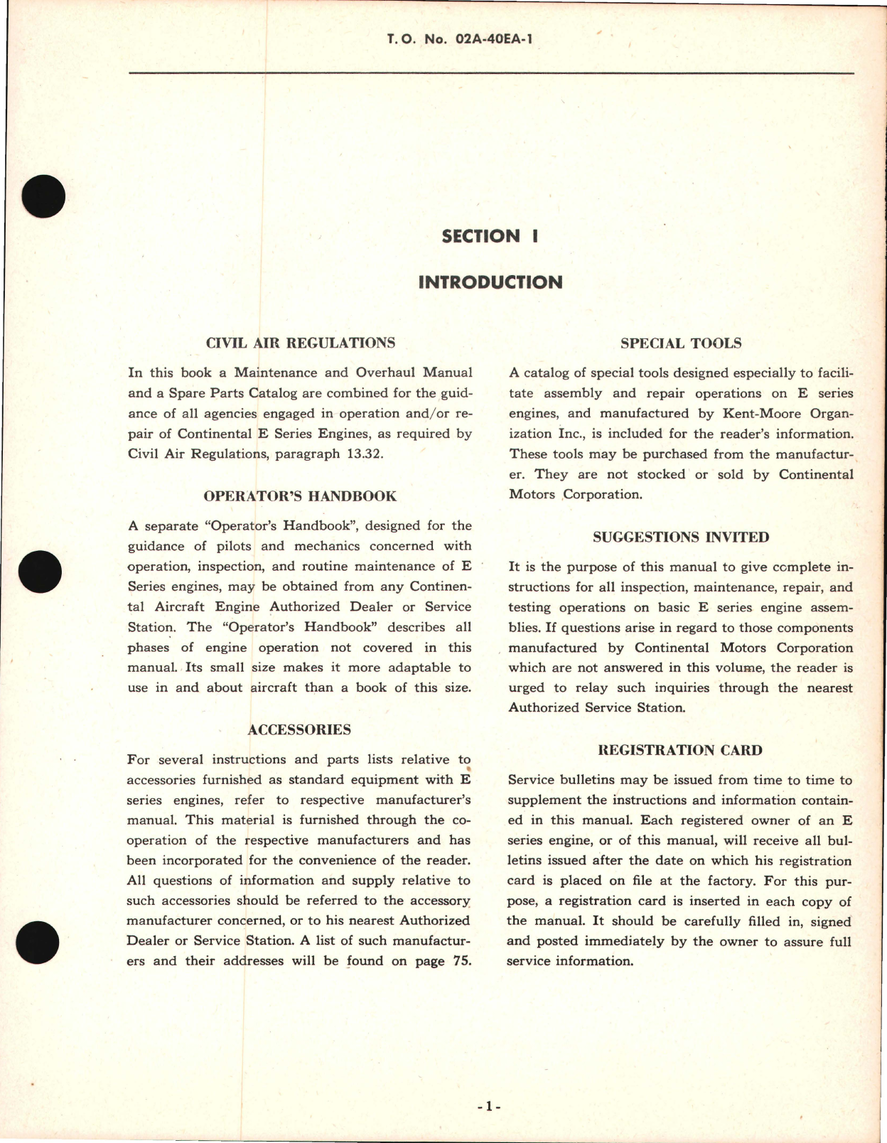 Sample page 7 from AirCorps Library document: Handbook of Instructions with Parts Catalog for O-470-7 (E-185) Engine