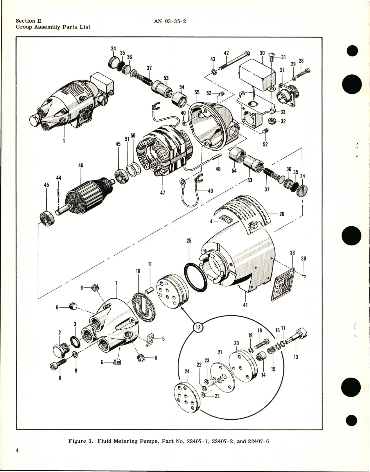 Sample page 6 from AirCorps Library document: Illustrated Parts Breakdown for Fluid Metering Pumps - Part 22407-1, 22407-2, and 22407-6 