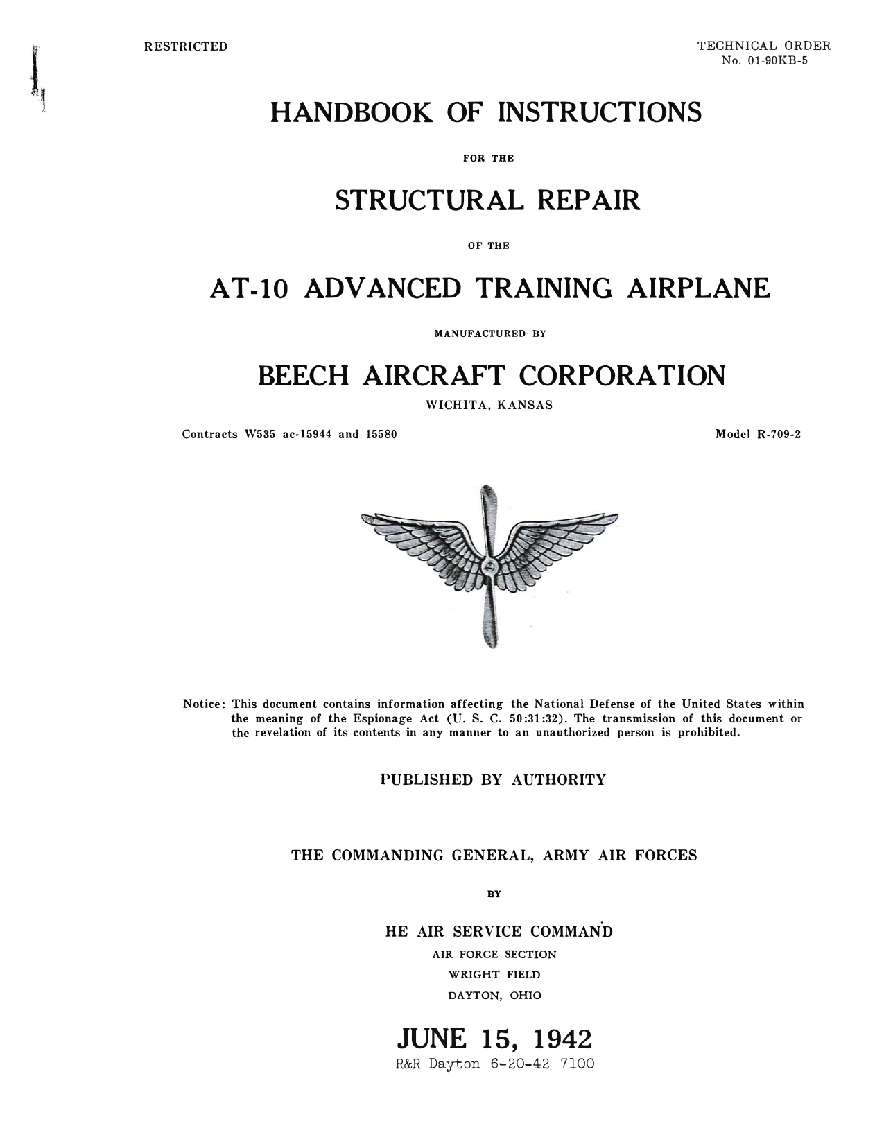 Sample page 1 from AirCorps Library document: Structural Repair Instructions - AT-10