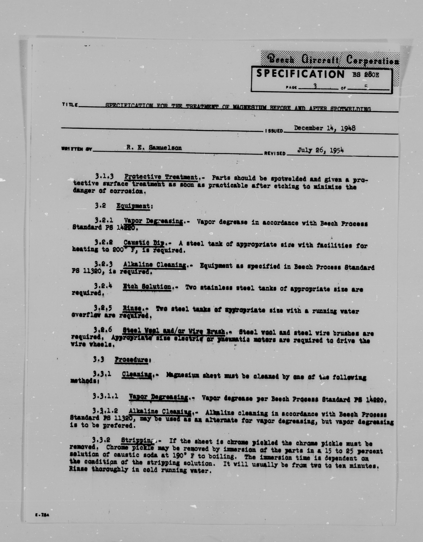 Sample page 4 from AirCorps Library document: Specification for the Treatment of Magnesium Before & After Spotwelding