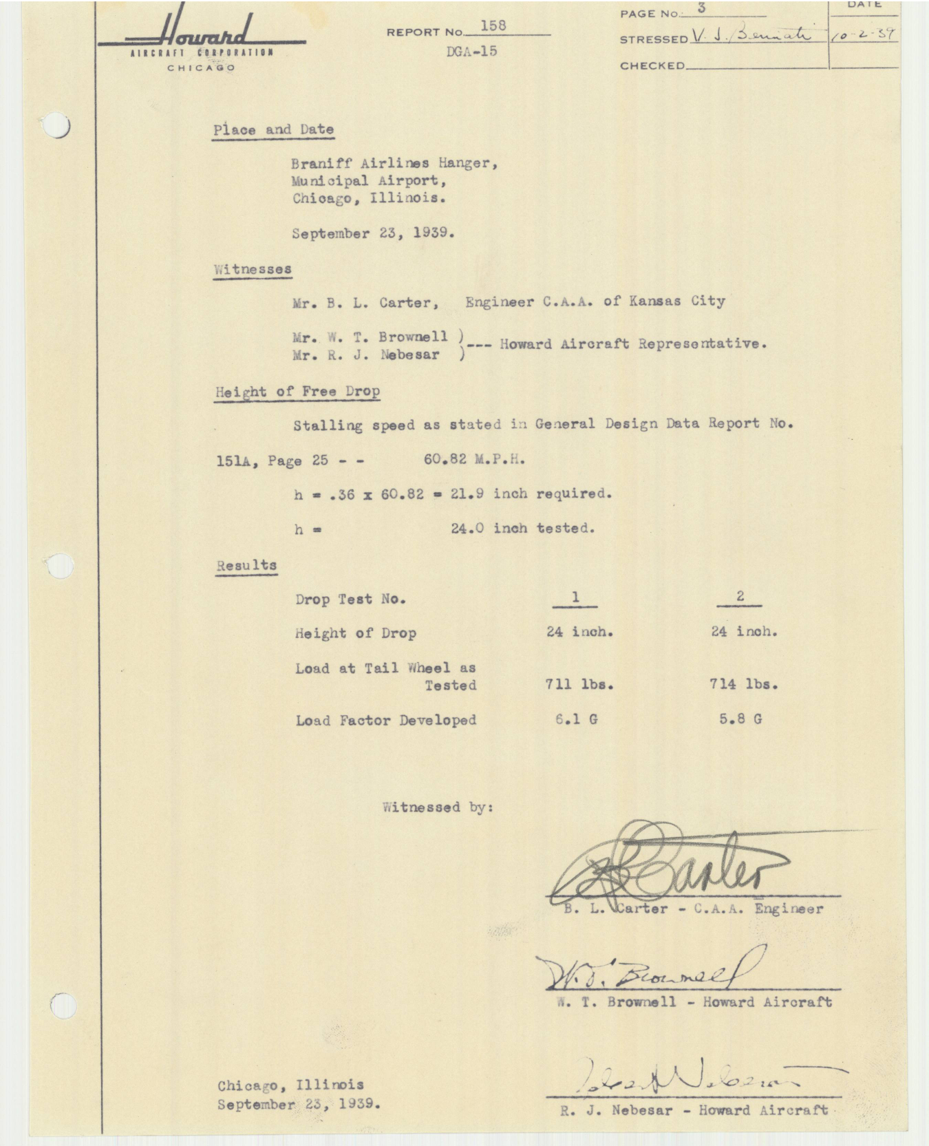 Sample page 10 from AirCorps Library document: Report 158, Tailwheel Drop Test , DGA-15