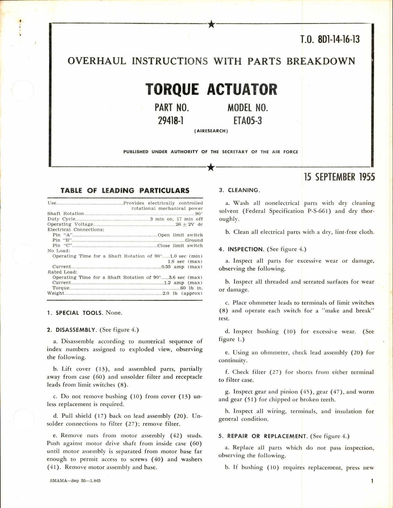 Sample page 1 from AirCorps Library document: Overhaul Instructions w Parts Breakdown Torque Actuator