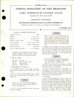 Overhaul Instructions with Parts for Cabin Temperature Control Valves - Assembly No. 96121 and 521498