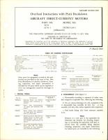 Overhaul Instructions with Parts Breakdown for Direct Current Motor - Parts 32741 and 32741-1