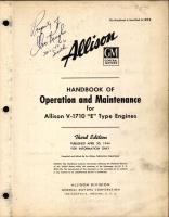 Handbook of Operation and Maintenance for Allison V-1710 E Type Engines