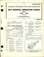Overhaul Instructions with Parts Breakdown for Duct Mounting Temperature Pickups - Part - 33500-05 and 33500-10