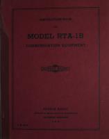 Instruction Book for Model RTA-1B Communication Equipment