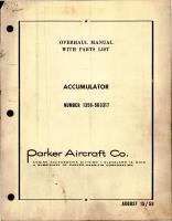 Overhaul Manual with Parts List for Hydraulic Power Accumulator - Part 1356-563317 
