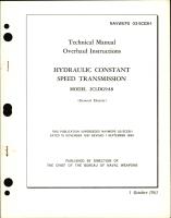 Overhaul Instructions for Hydraulic Constant Speed Transmission - Model 2CLDG9A8