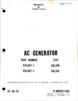 Overhaul Manual for AC Generator - Parts 976J497-1 and 976J597-1 - Types 8QL30W and 8QL30X
