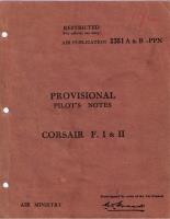 Air Publication No 2351A and 2351B, Provisional Pilots Notes for Corsair F I & II