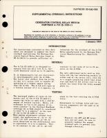 Supplement Overhaul Instructions to Generator Control Relay Switch - A718 - E-1600-1