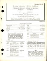 Overhaul Instructions with Parts Breakdown for Aircraft Direct Current Motors - Parts 32741 and 32741-1 