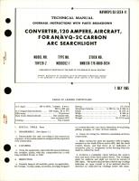 Overhaul Instructions with Parts Breakdown for Aircraft Converter, 120 Ampere for AN-AVQ-2C Carbon ARC Searchlight - Model 70V120-2