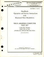 Operation, Service Instructions and Illustrated Parts Breakdown for True Airspeed Computer Test Set - Type WS2061 - Part 817306 