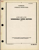 Overhaul Instructions for Windshield Wiper Motors - A-7012 and A-7531