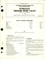 Overhaul Instructions with Parts Breakdown for Hydraulic Pressure Relief Valve - AA-8-08 and AA-12-10A