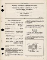 Overhaul Instructions with Parts for Piloted Electric Microseal Valve - Part 11800-501, 11800-503 