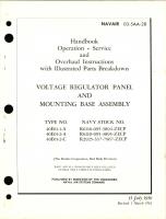 Operation, Service, and Overhaul Instructions with Illustrated Parts Breakdown for Voltage Regulator Panel and Mounting Base Assembly 