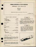 Overhaul Instructions with Parts for Hydraulic Flow Regulator - 196E-10-9.0
