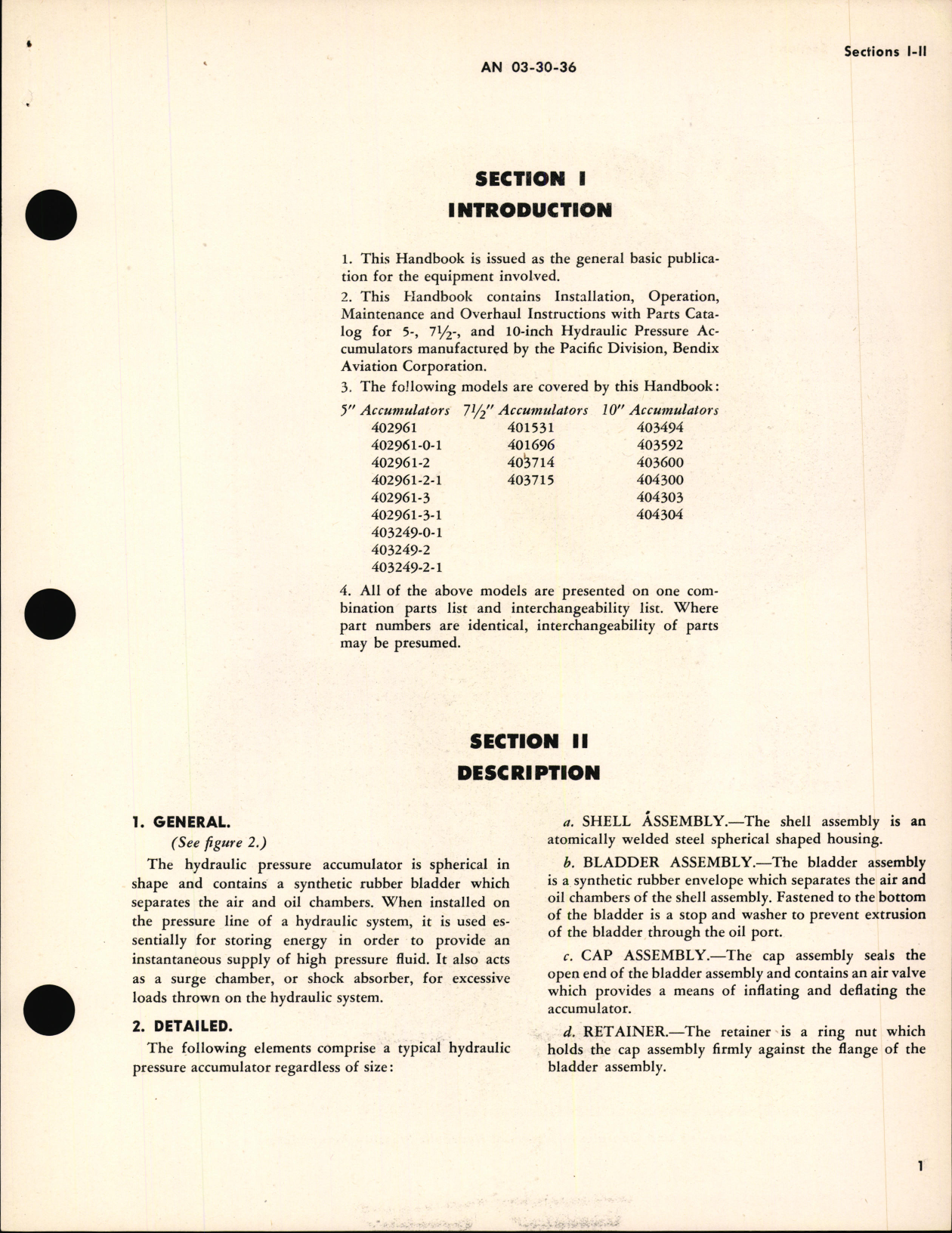 Sample page 5 from AirCorps Library document: Operation, Service, and Instructions with Parts Catalog Hydraulic Pressure Accumulators, 5, 7.5 & 10 Inch, 1500 PSI Maximum