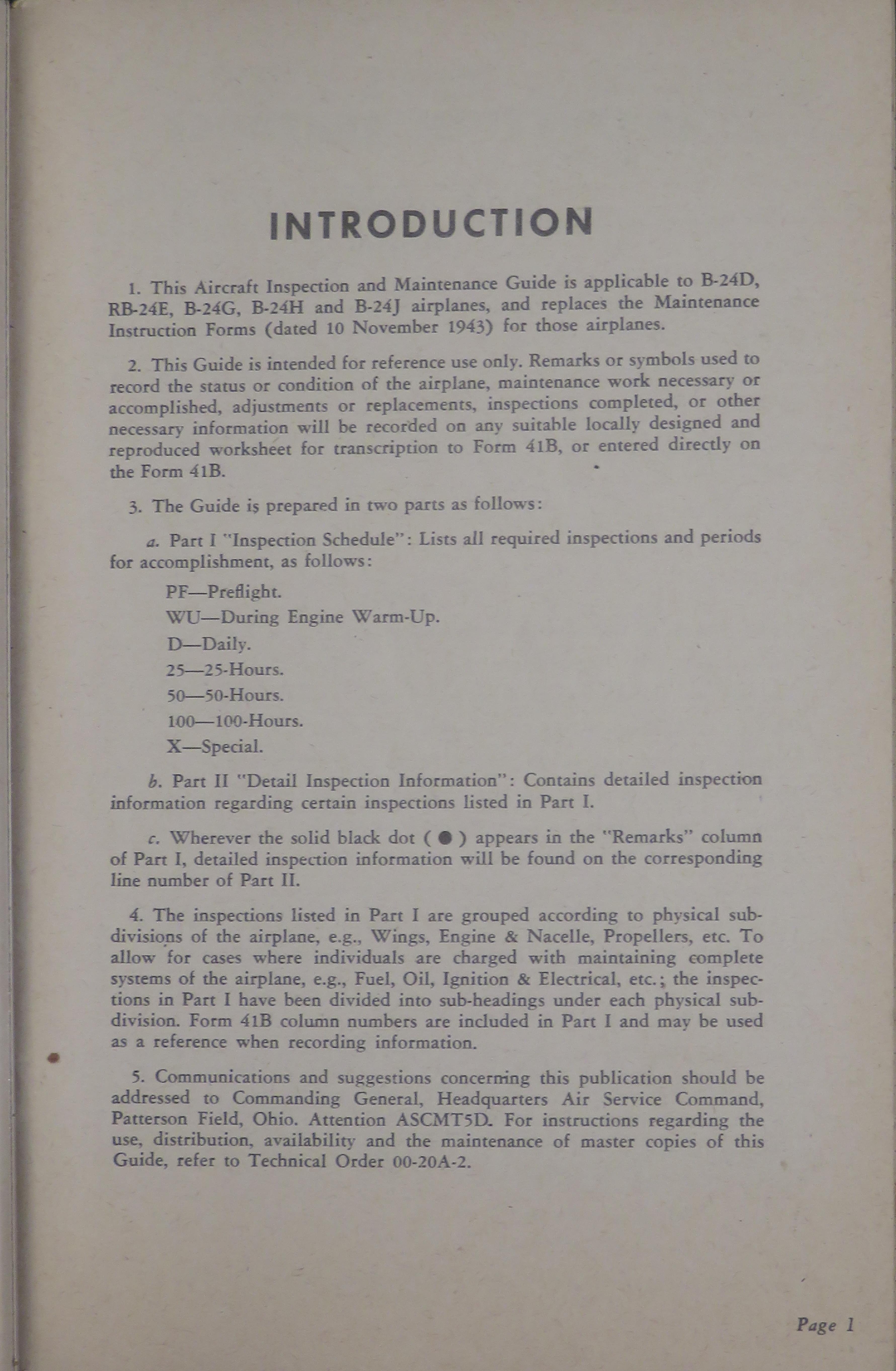 Sample page 5 from AirCorps Library document: Aircraft Inspection and Maintenance Guide for B-24D, E, G, H, and J Aircraft