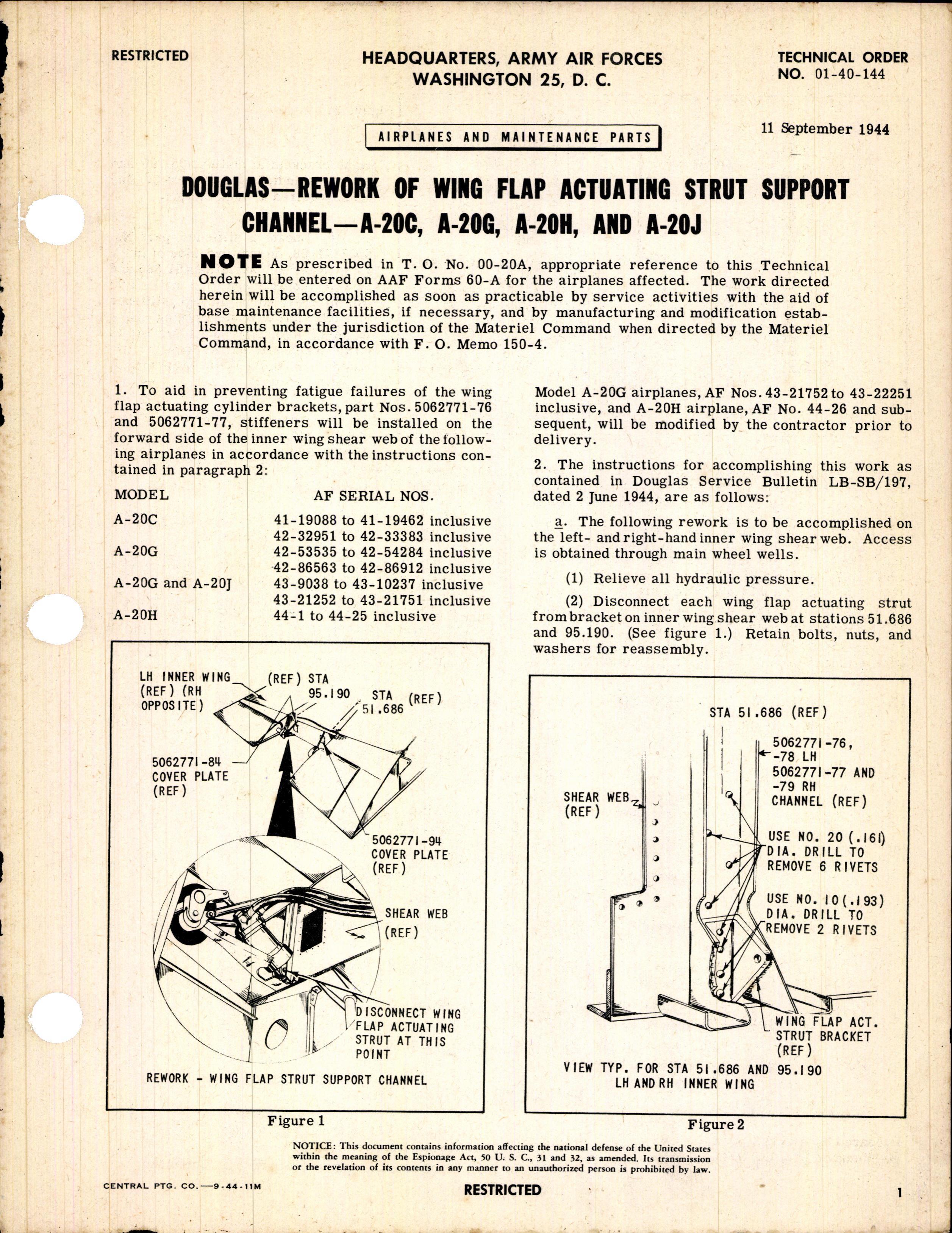 Sample page 1 from AirCorps Library document: Rework of Wing Flap Acutating Strut Support Channel