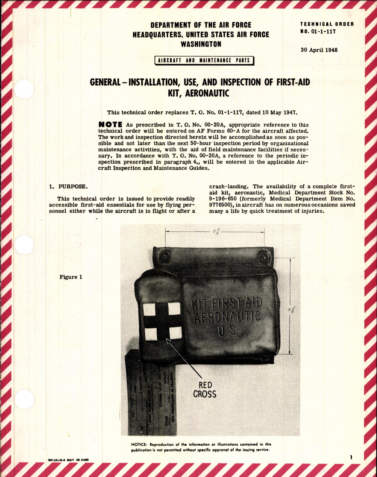 Sample page 1 from AirCorps Library document: Aircraft and Maintenance Parts; Installation, Use, and Inspection of First-Aid Kit, Aeronautic