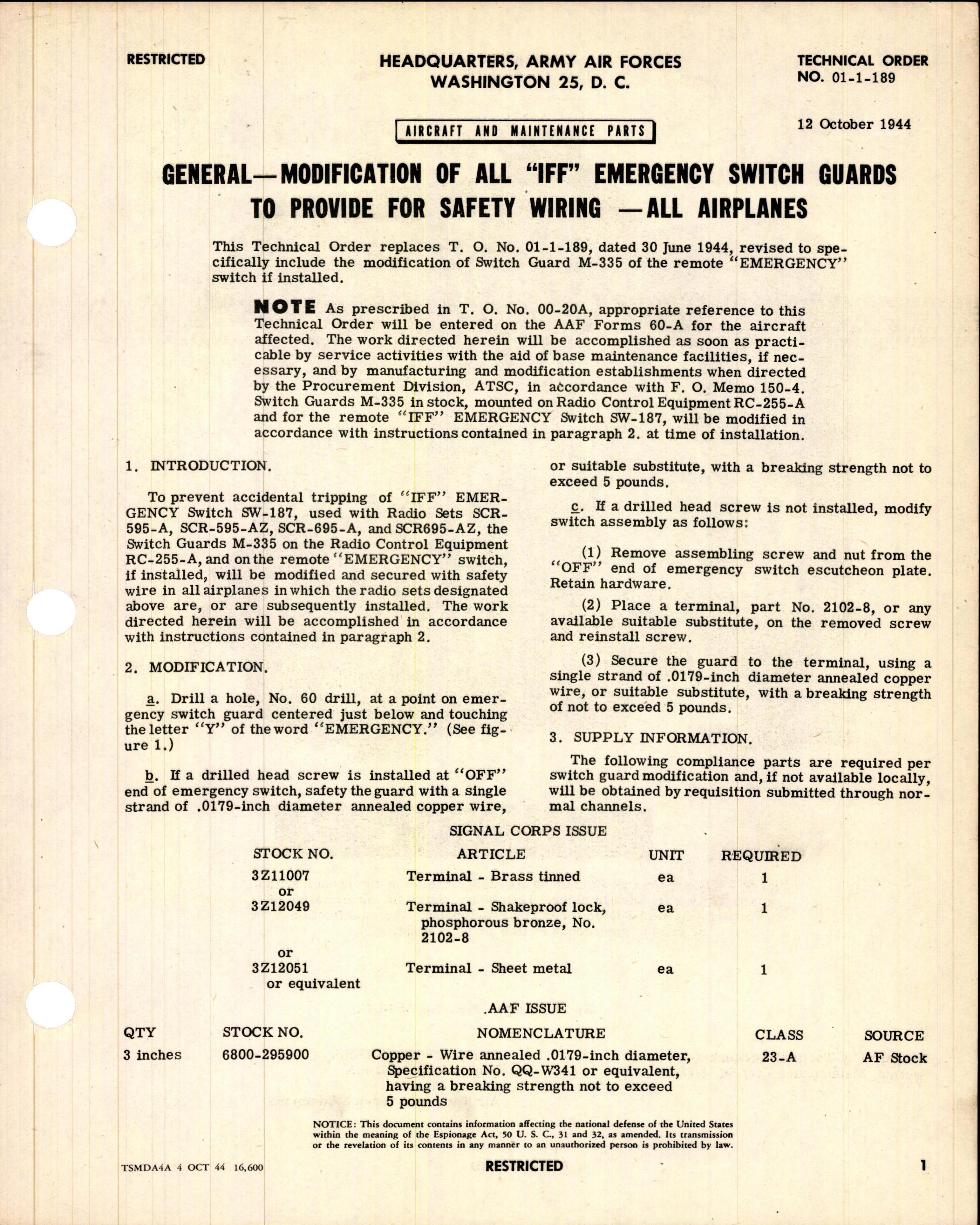 Sample page 1 from AirCorps Library document: Modification of All 
