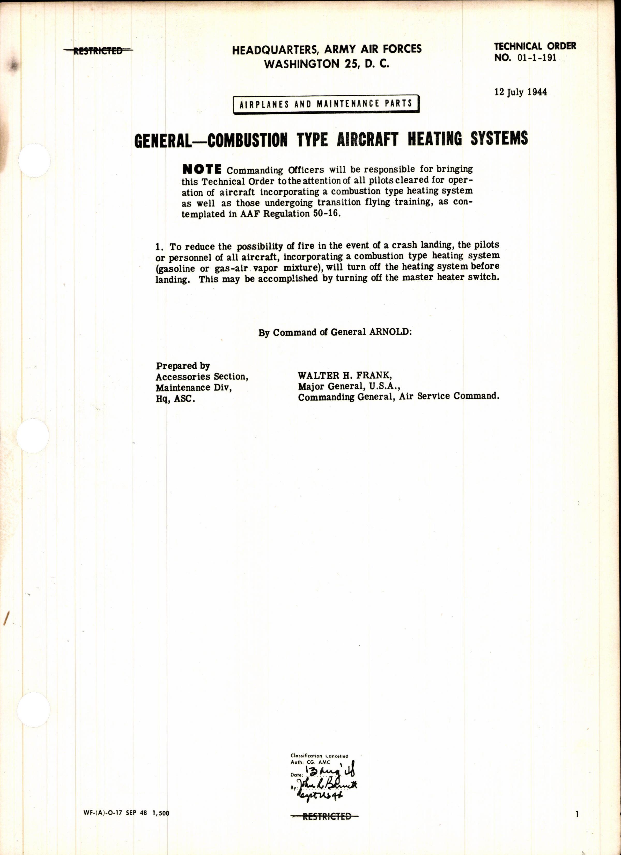 Sample page 1 from AirCorps Library document: Combustion Type Aircraft Heating Systems