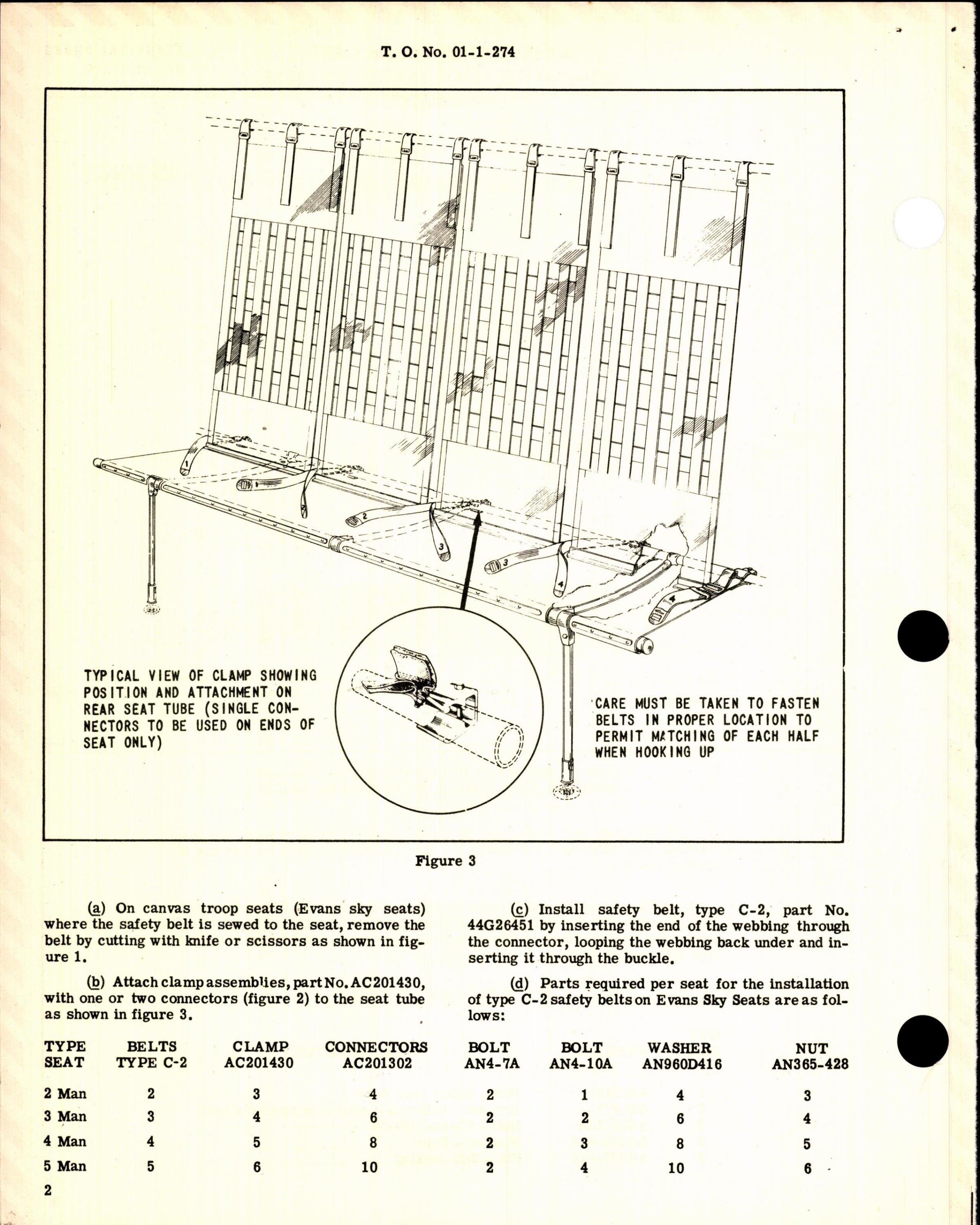 Sample page 2 from AirCorps Library document: Replacement of Commercial Type Safety Belts