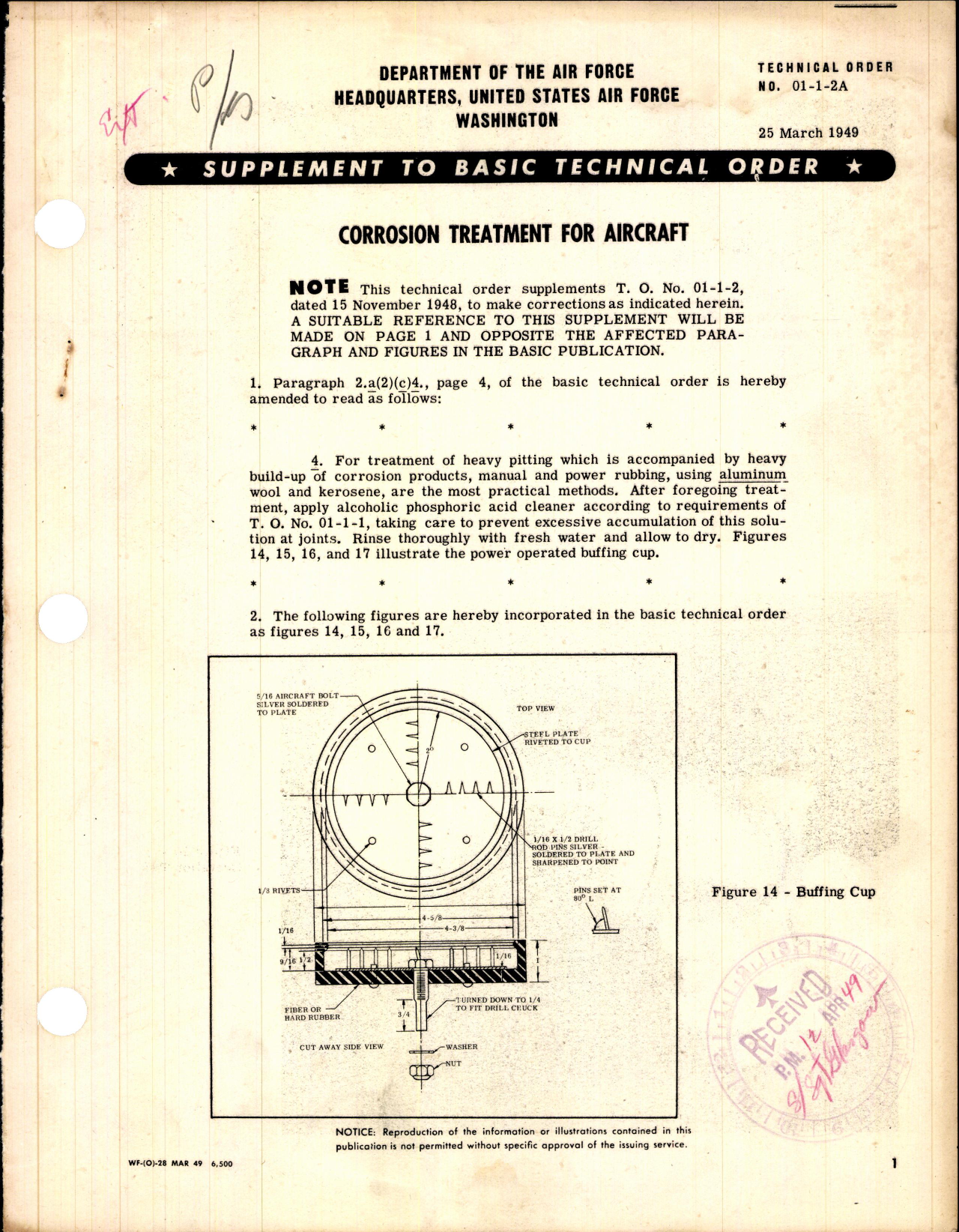 Sample page 1 from AirCorps Library document: Supplement to Basic Technical Order; Corrosion treatment for Aircraft