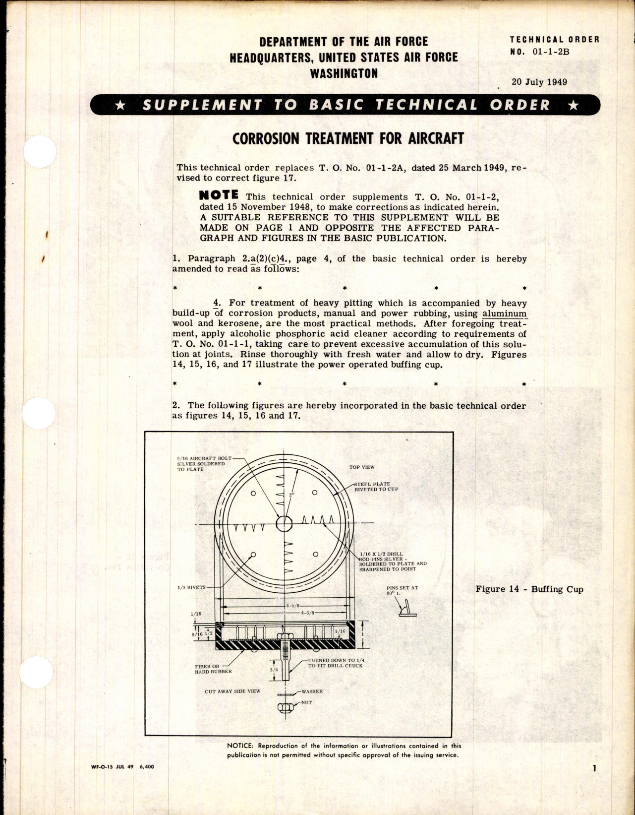 Sample page 1 from AirCorps Library document: Supplement to Basic Technical Order; Corrosion treatment for Aircraft