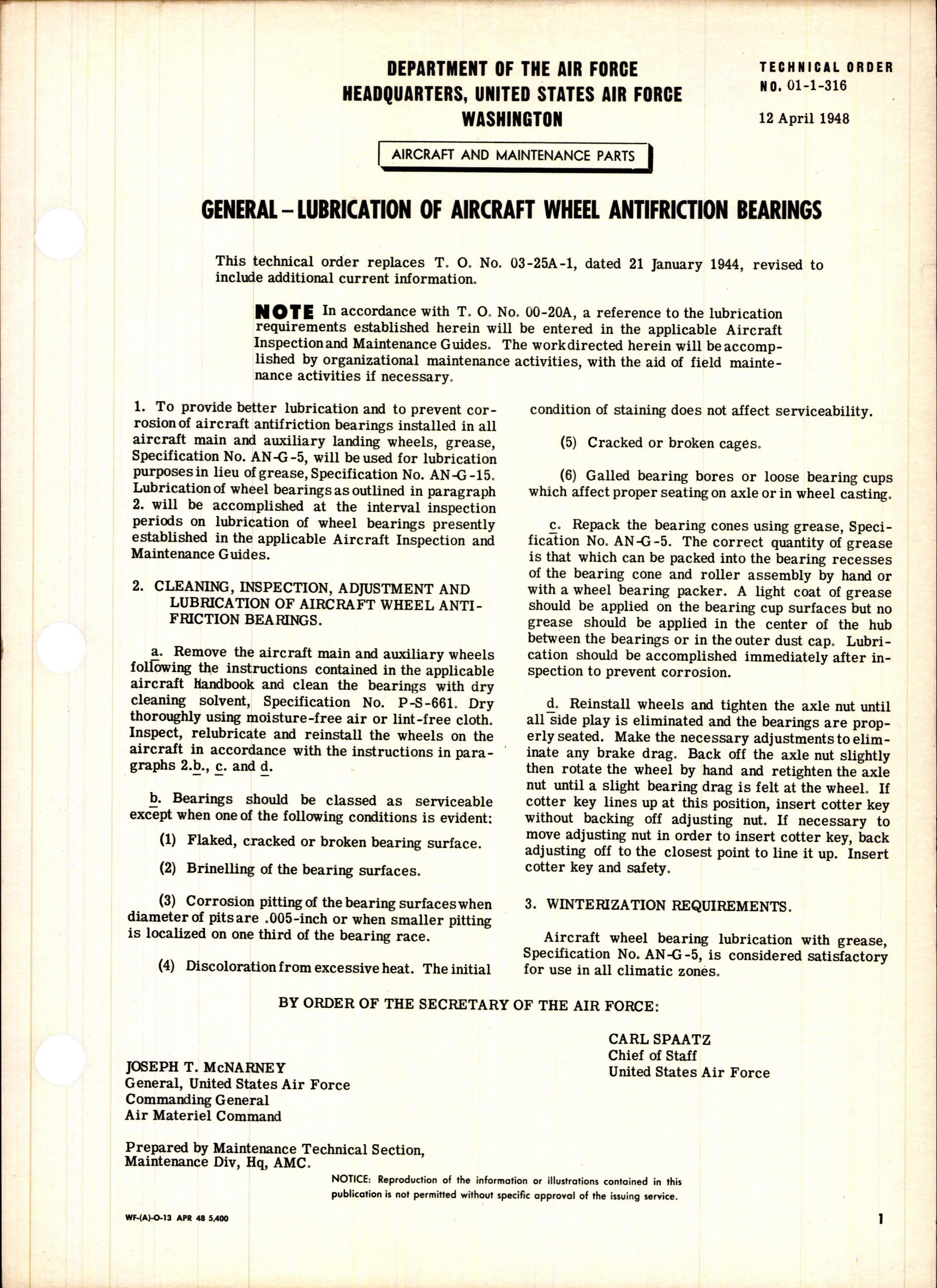 Sample page 1 from AirCorps Library document: Lubrication of Aircraft Wheel Antifriction Bearings