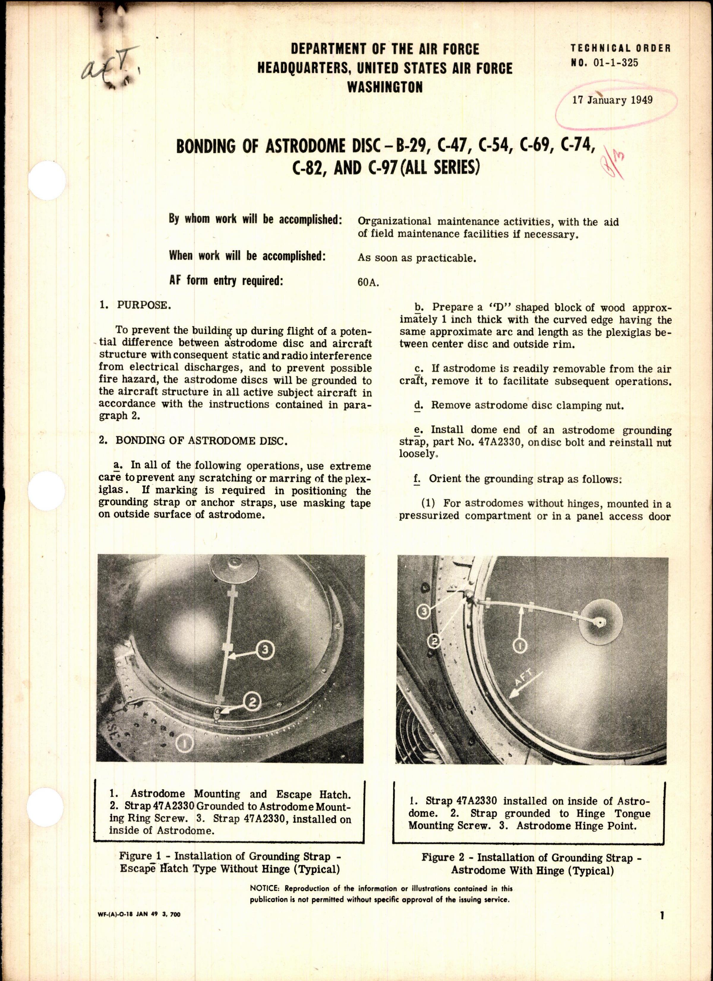 Sample page 1 from AirCorps Library document: Bonding of Astrodome Disc
