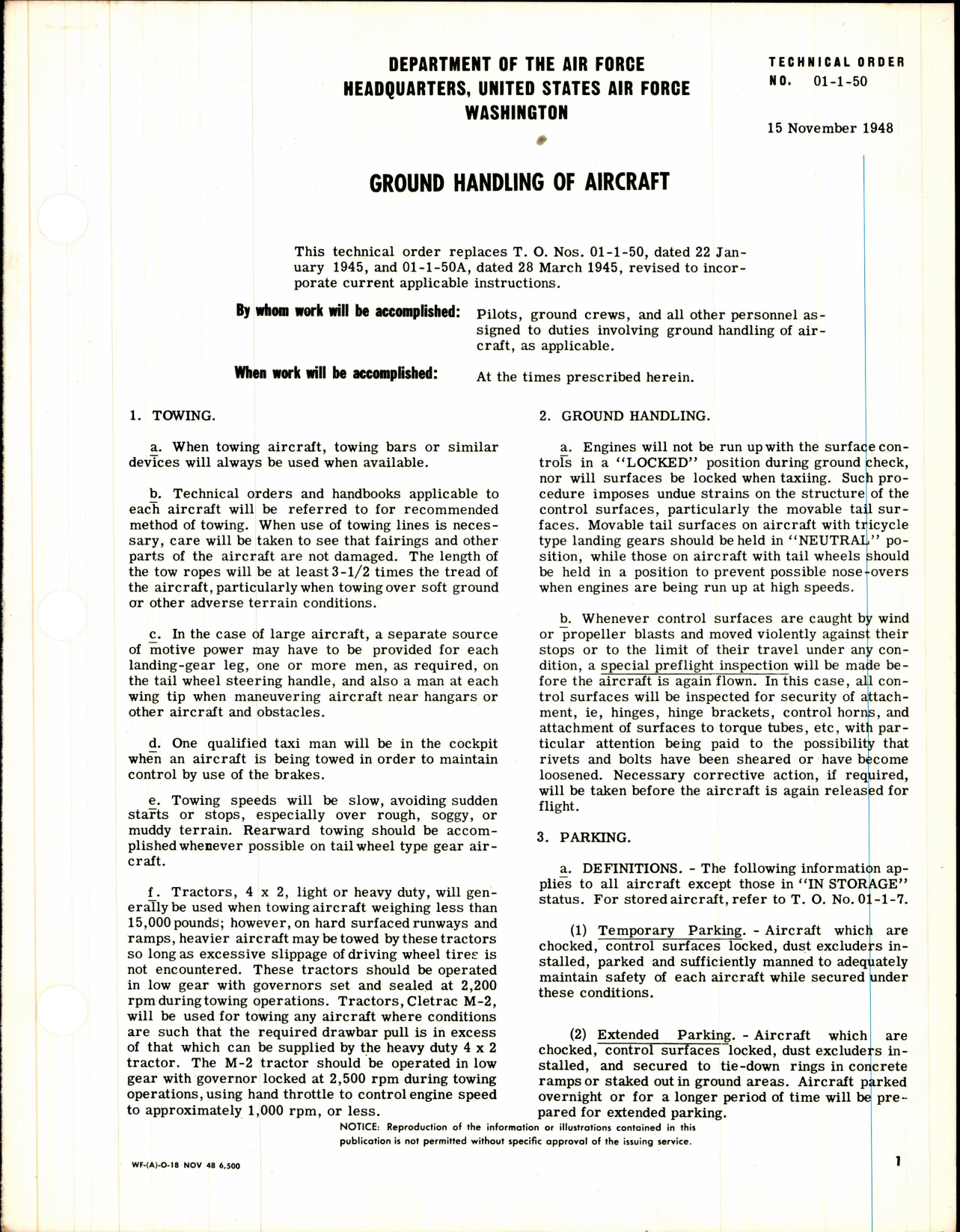 Sample page 1 from AirCorps Library document: Ground Handling of Aircraft