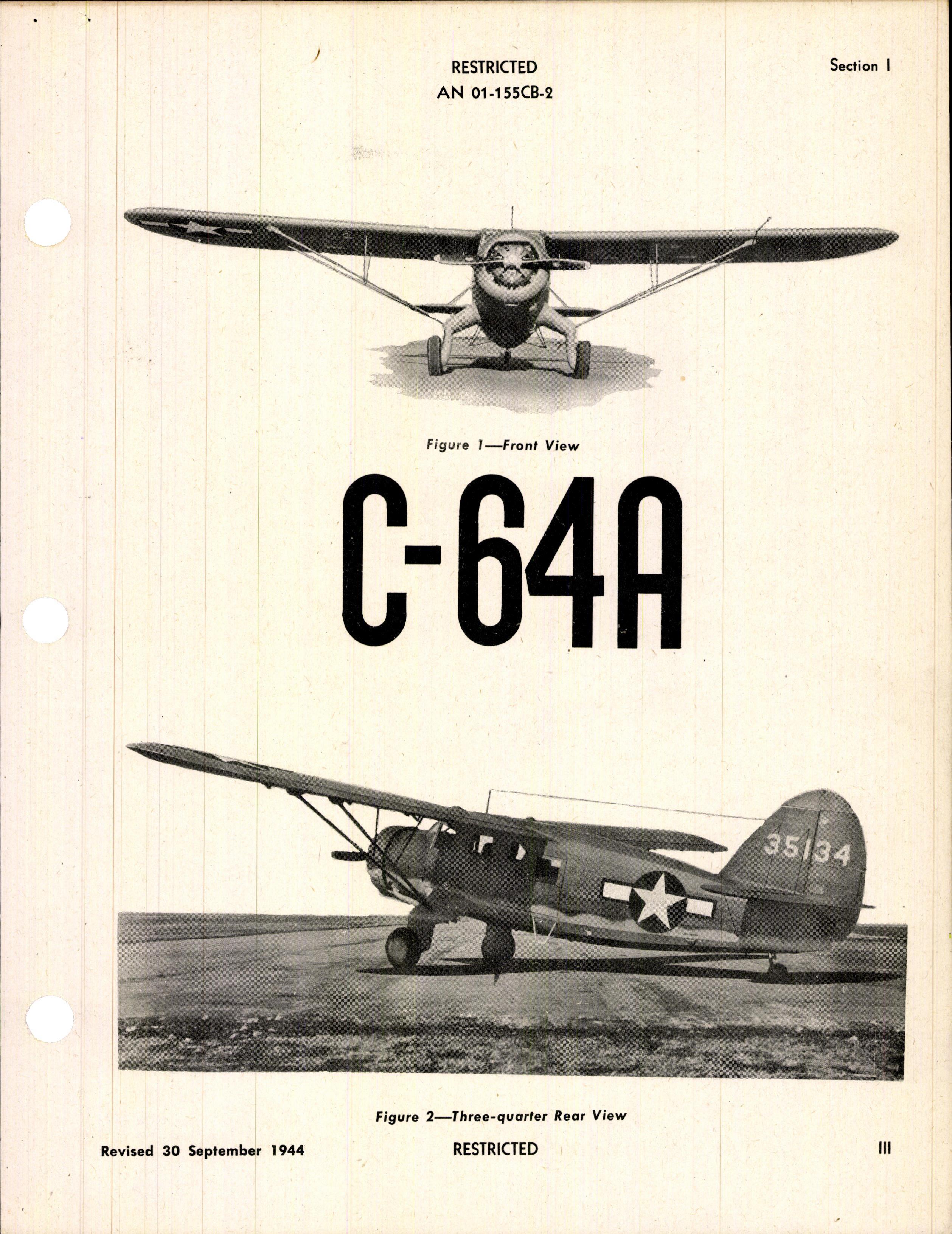 Sample page 3 from AirCorps Library document: Erection and Maintenance Instructions for C-64A